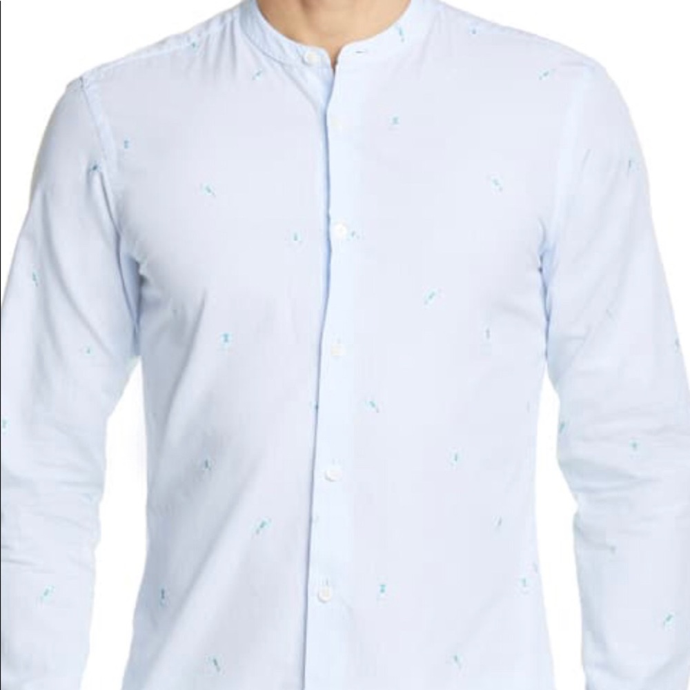 Z ZEGNA Tennis Stripe Slim Fit Blue Shirt Size XL